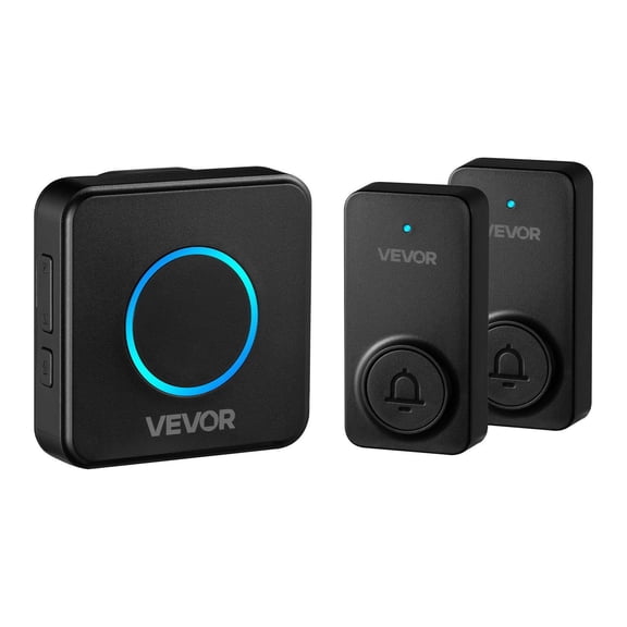 Wireless Doorbell Kit IP54 Waterproof 1000 ft Range 5 Volume Levels 48 Ringtones Easy Install for Home Office Classroom Black