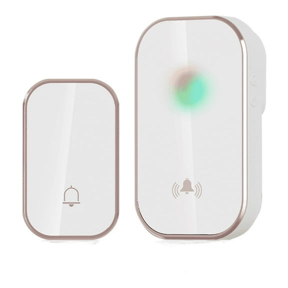 Wireless Doorbell Kit, Long Range Remote Operating Digital Chime with Multiple Melodies and Adjustable Volume Levels for Home Office and Classroom Security, Gold