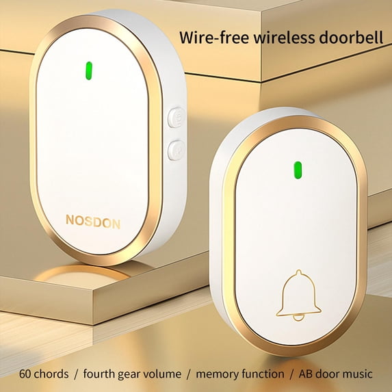 Wireless Doorbell Kit with 1000-Foot Range, Plug-In Receiver & Weatherproof Transmitter, 4 Volume Settings for Home, Apartment or Office(Gold)