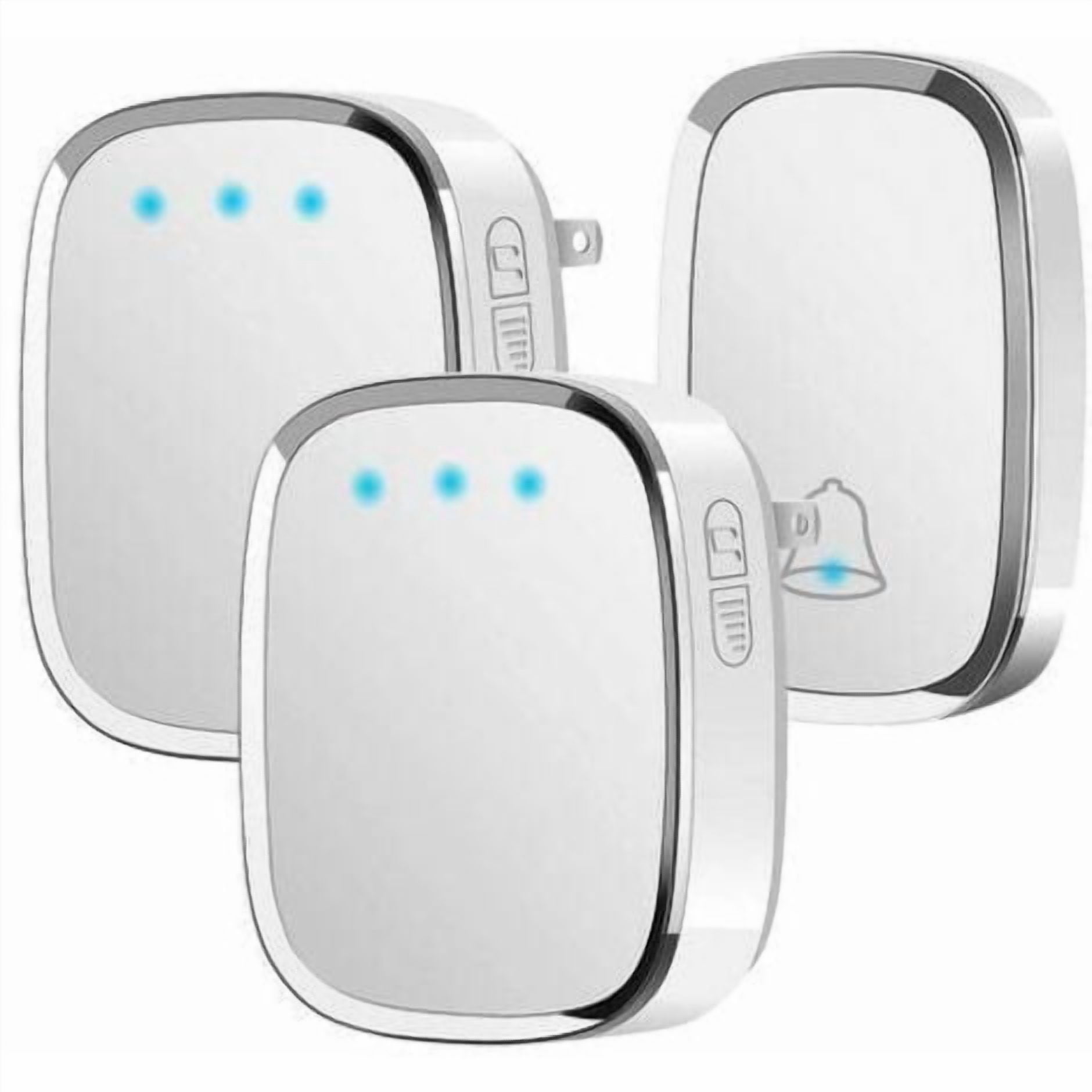 Wireless Doorbell Outdoor Waterproof IP44, Door Bell 300 Meters, Chime Kit with LED Flash, 1 Transmitter and 2 Receiver, 5 Volume Levels, 36 Melodies