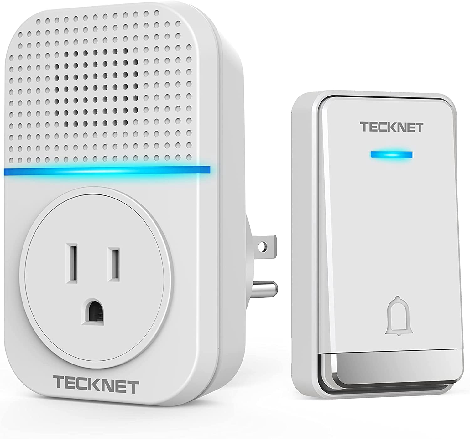 Wireless Doorbell, Plug-through Door Bell, IP66 Waterproof Doorbells, 1300ft Cordless Rang Door Bell Rin r Wireless, 60 tones & 5 Level Volume, 0-110 dB Doorbell Chime for Home/Classroom