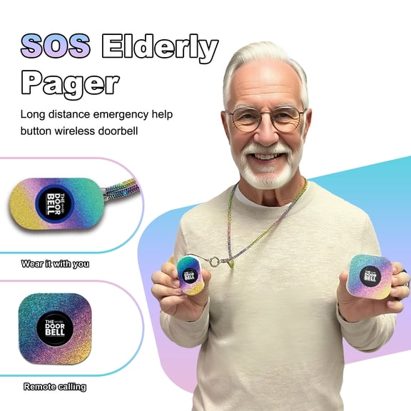 Wireless Doorbell Sparkly Rainbow Teacher's Remote, Classroom Management Wireless Bell, 38 Chimes & 4-Level Volume Button & Doorbell for Home, Kid Room, Office & Classroom - 25m Range (1 pc)