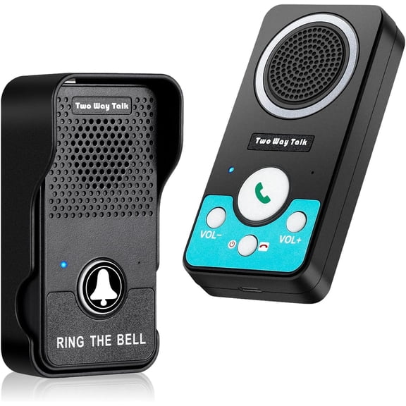 Wireless Doorbell with Speaker 2 Way Audio, Hands-Free Natural Conversation Door Bell Ringer Wireless, 1300Ft Range, 8 Level Volume, 4 Chimes, Battery Intercom for Home/Office/Classroom