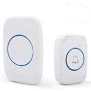 Wireless Doorbell, Waterproof Door Bell Kit with 1 doorbell sound and 1 working switch , Operating at 500Feet, Adjustable Volume, 60 Chimes white