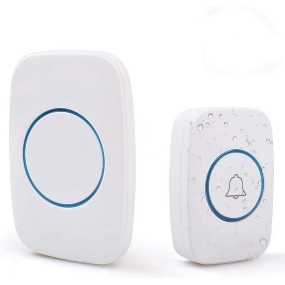 Wireless Doorbell, Waterproof Door Bell Kit with 1 doorbell sound and 1 working switch , Operating at 500Feet, Adjustable Volume, 60 Chimes(white)