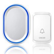 EVERBT Wireless Doorbell – Waterproof Door Bells & Chimes Wireless Kit – Over 1000-Foot Range, , Plug-in Receiver with LED Flash, 4 Volume Levels, 58 Melodies (1 Plug-in Receiver, 1 Button, White)