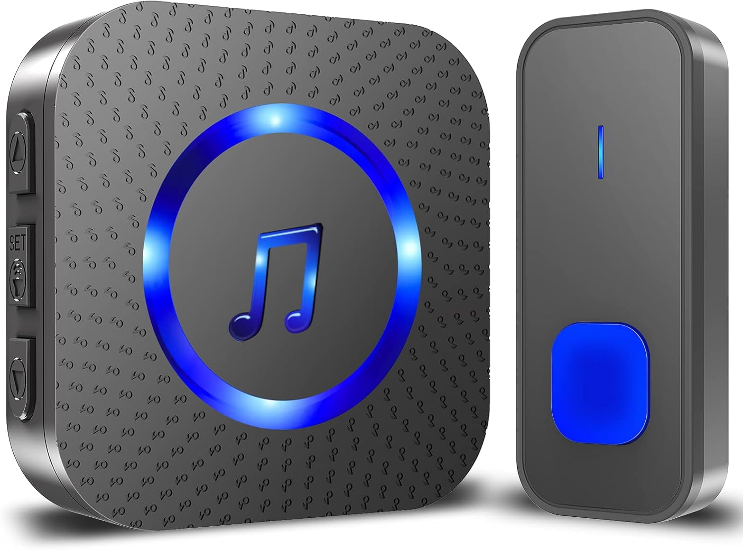 Wireless Doorbell,Waterproof Doorbell Chime Door Bell Kit with 55 Melodies 5 Volume Levels LED Flash Doorbells for Home- Black (1 Button + 1 Receiver)