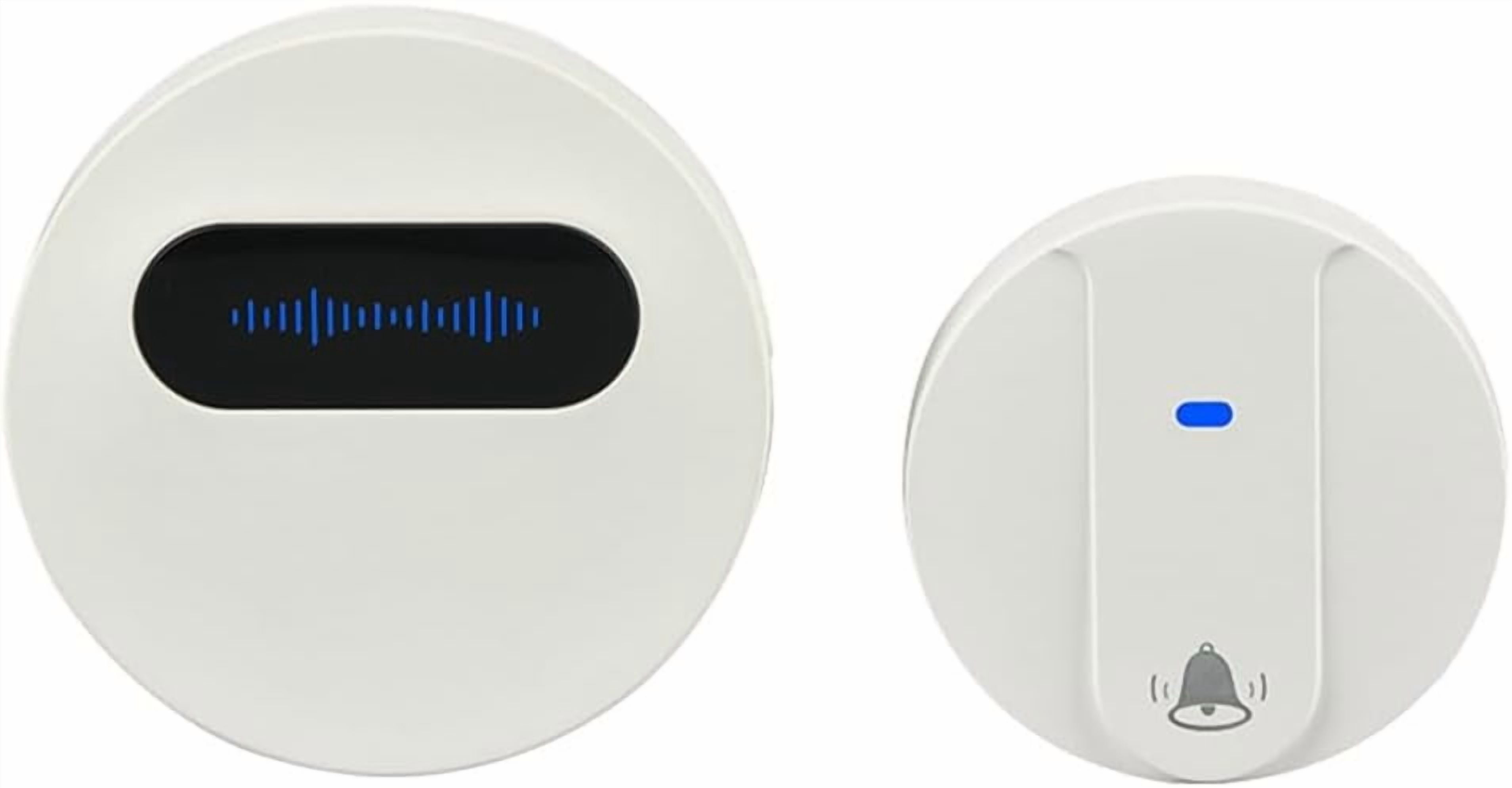 Wireless Doorbell Waterproof Smart Doorbell IP68 Home Door Bell Intelligent 58 Songs 4-Level Volume Control, White