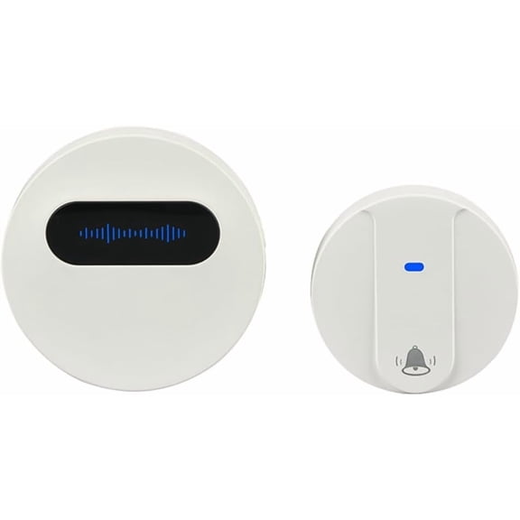 Wireless Doorbell Waterproof Smart Doorbell IP68 Home Door Bell Intelligent 58 Songs 4-Level Volume Control, White