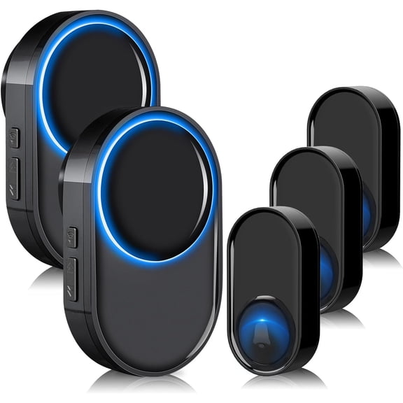 Wireless Doorbell, Wireless Doorbell for Classroom 3 Push Buttons 2 receivers, Operating at 1300 ft Ran, 58 Melodies 5 Volume Levels & LED Flash, Waterproof Doorbell Chime Kits for Home