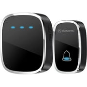 Wireless Doorbells for Home, Adjustable Volume with 36 Chimes, 1000Ft Range, Easy Installation, Weatherproof Wireless Doorbell w/LED Flash, Black, Kasonic
