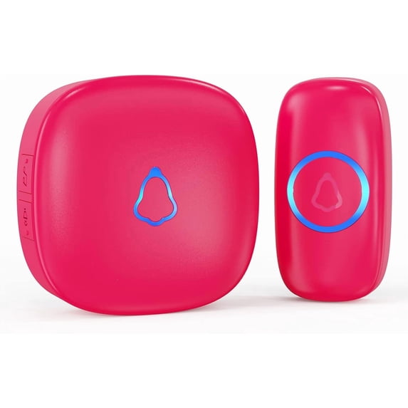 Wireless Doorbells for Home, Classrooms, Apartments, Businesses, etc. Easy to Use, Adjustable Volume, 58 Chimes, Colorful LED, Waterproof, 1000Ft Ran, M520+F55, Rose Red