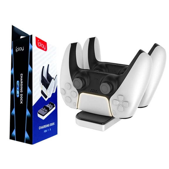 Wireless Dual Charging Station for PS5 Controllers - Fast Charger Dock for DualSense/DualSense Edge, LED Indicators, Overcharge Protection, Anti-Slip Base | PS5 Accessories