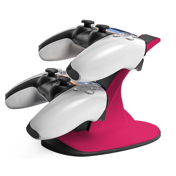 Wireless Dual Charging Station for PS5 Controllers - Plane-Travel Safe Charger with Blue LED Indicators, Fast Charging, Anti-Slip Base | PS5 Accessories