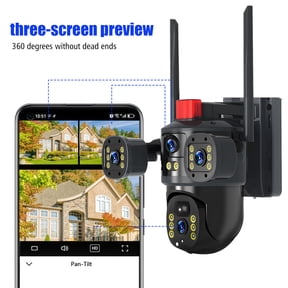 Wireless Dual Lens WiFi Outdoor Solar Security Camera 3MP 3MP 3-Screen View IP65 Waterproof Two-Way Audio Night Vision