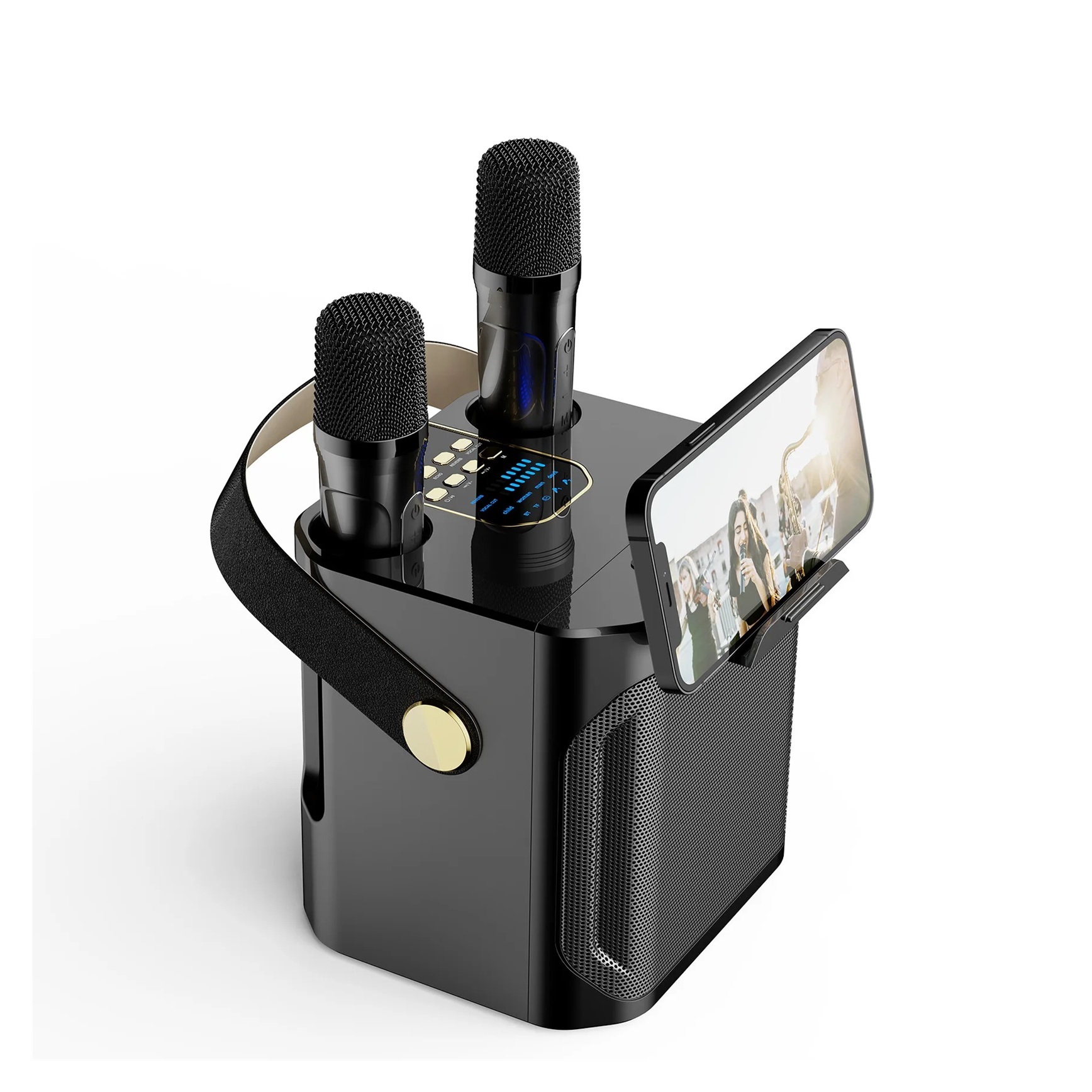Wireless Dual Microphone Professional Handheld Speaker 360 Stereo Surround For Party Show Sta Wedding ,Powerful Voice Amplifier