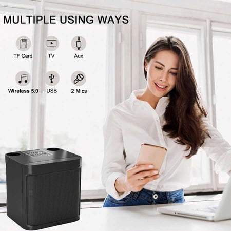 Wireless Dual Microphones | Portable KTV Sound Set, Multifunctional All-In-One Bluetooth Speaker With HiFi Clear Audio, Lightweight Easy To Carry, Create Warm Joyful Atmosphere