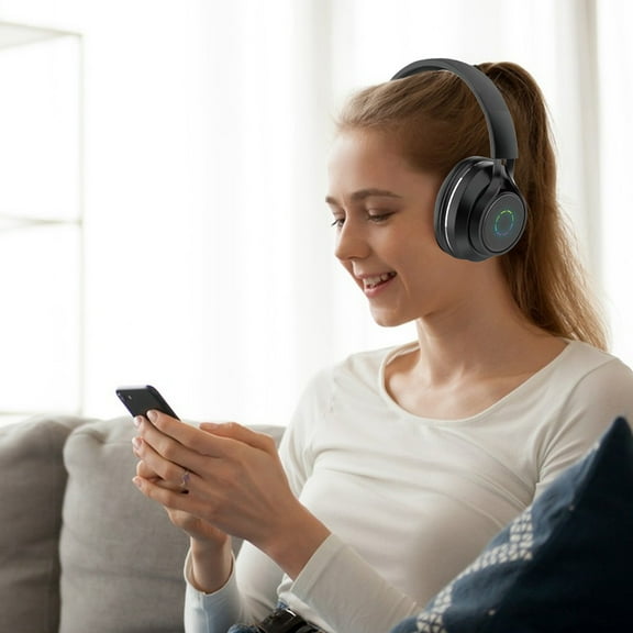 Wireless Over Ear Bluetooth Headphones with Microphone - Wireless Headset -Noise Reduction - Bluetooth, Wired,Built in Micro SD for Travel, Home, Work TV,PC,Gaming,Cellphone - Black