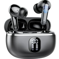 Wireless Ear Buds 50H Playback LED Power Display Earphones with Wireless Charging Case Headphones IPX7 Waterproof in-Ear Earbuds with Mic Compatible for iPhone Android Black