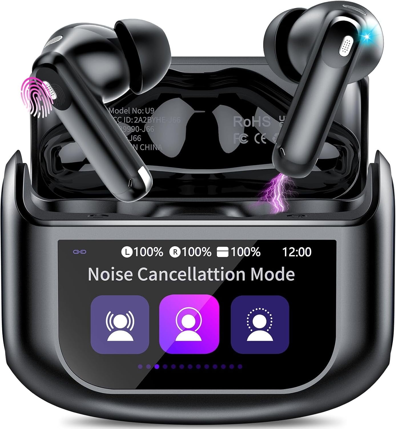 Ios Screen Designing Wireless Ear Buds, Bluetooth 5.4 Headphones with Touch Screen, 48H ...