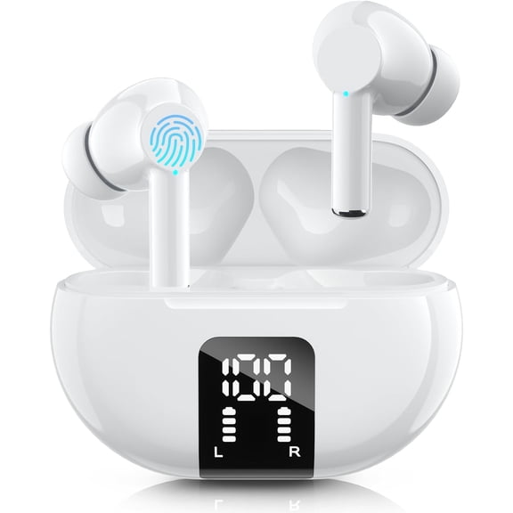 Wireless Ear Buds, Earbuds Bluetooth 5.3 Headphones 40H Playtime LED Display, HiFi Stereo Sound Waterproof in-Ear Earphones with Microphone for iPhone/Samsung/Android