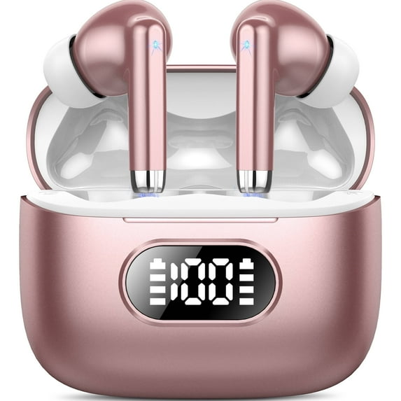 Wireless Ear Buds, Earbuds Bluetooth 5.3 Headphones 60H Playtime LED Display, HiFi Stereo Sound Waterproof in-Ear Earphones with 4 Microphone Fits for Android and iPhone