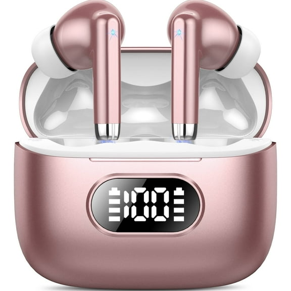 Wireless Ear Buds, Earbuds Bluetooth 5.3 Headphones 60H Playtime LED Display, HiFi Stereo Sound Waterproof in-Ear Earphones with 4 Microphone Fits for Android and iPhone