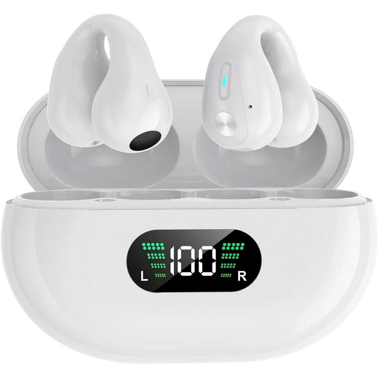 Wireless Ear Clip Bone Conduction Earbuds Open Ear Bluetooth Headphones for Android iPhone Sport Wireless Earbuds with Earhooks Up to 16 Hours Playtime Waterproof Outer Ear Headphones White Walmart ...