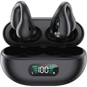 Wireless Ear Clip Bone Conduction Earbuds Open Ear Headphones Bluetooth for Android iPhone, Sport Wireless Earbuds with Earhooks Up to 16 Hours Playtime Waterproof Outer Ear Headphones