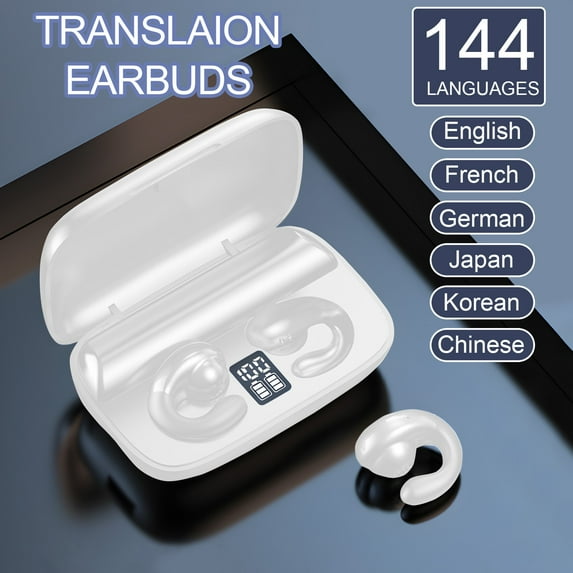 Wireless Ear Clip Headphones with Translation Function, Earbuds Bluetooth 5.4, Earphones Stereo Sound with Charging Case, Open Ear Design for Running, Cycling, Driving