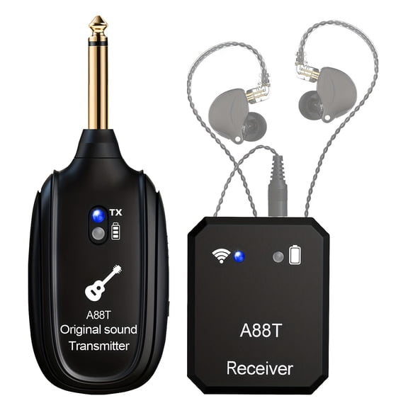 Wireless In Ear Monitor System, 2.4GHz Wireless IEM System with Transmitter, Clip On Receiver, Auto-Pairing In-Ear Monitoring for Studio, Guitar, DJ, Live Performance