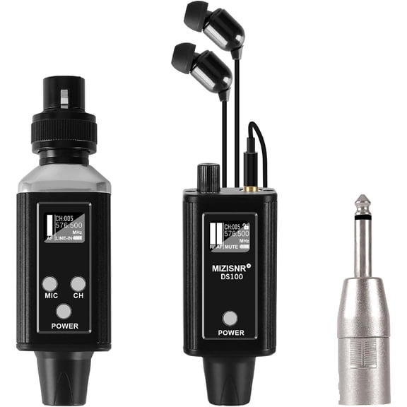 Wireless In Ear Monitor System, Professional UHF Metal Wireless IEM System, 16 Adjustable Channel, Portable Rechargeable Transmitter and bodypack Receiver for Studio, Band Rehearsal, Live Performance