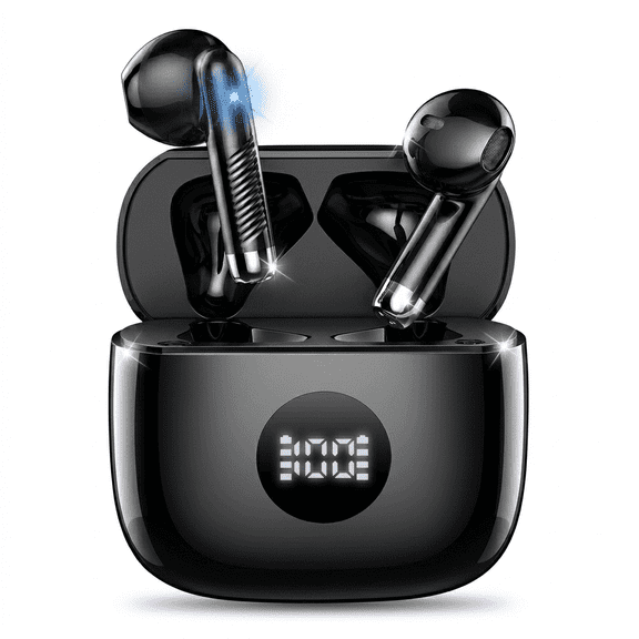 Wireless Earbuds, Fast Charging Bluetooth Headphones, 40H Playtime with LED Display, Lightweight Comfortable Fit, ENC Clear Calls, IPX7 Waterproof, Bluetooth 5.4 for iPhone Android