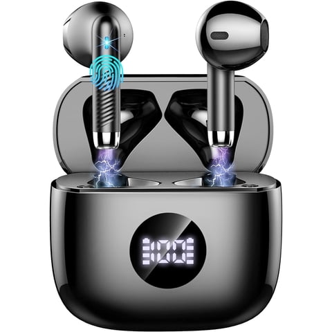 Wireless Earbuds, Bluetooth 5.4 in-EarEarphones, Hi-Fi Stereo 4 ENC Noise Cancelling Mic, 40H Playtime Dual LED Display IPX7 Waterproof Headphones, USB-C Sport Ear Buds for iOS Android