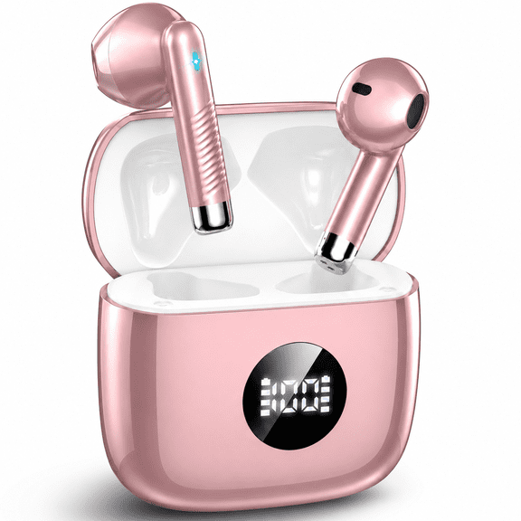 Wireless Earbuds, Bluetooth 5.4 Ear Buds with 4 ENC Noise Cancelling Mics, 40H Playtime, LED Power Display, 13mm Hi-Fi Stereo, IPX7 Waterproof Headphones for iPhone Android