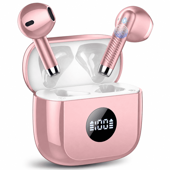 Wireless Earbuds, Bluetooth 5.4 Ear Buds with 4 ENC Noise Cancelling Mics, 40H Playtime, LED Power Display, 13mm Hi-Fi Stereo, IPX7 Waterproof Headphones for iPhone Android