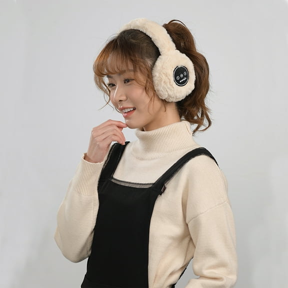 Wireless Earbud Headset 5.0 Wireless Bluetooth Folding Earmuff Warm Plush Winter Headset Ear Pack HD Call Anti-Falling Long Battery Life Bluetooth Earphones on Clearance