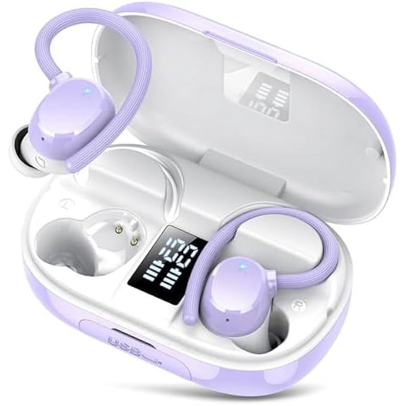 Wireless Earbuds 128H Playback Bluetooth 5.3 Headphones Noise Cancelling Wireless Headphones with LED Battery Display Mics Clear Call IPX7 Waterproof Bluetooth Earbuds for Workout Sports/Exercise