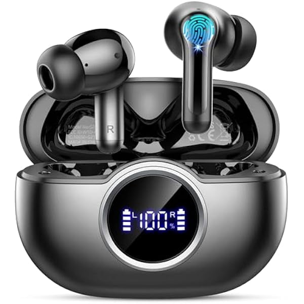 Wireless Earbuds 2025 Bluetooth 5 4 Headphones Hi Fi Stereo 3D Bass Ear Buds 4 ENC Noise Cancelling Mic 36Hrs USB C in Ear Earphones IP7 Waterproof W