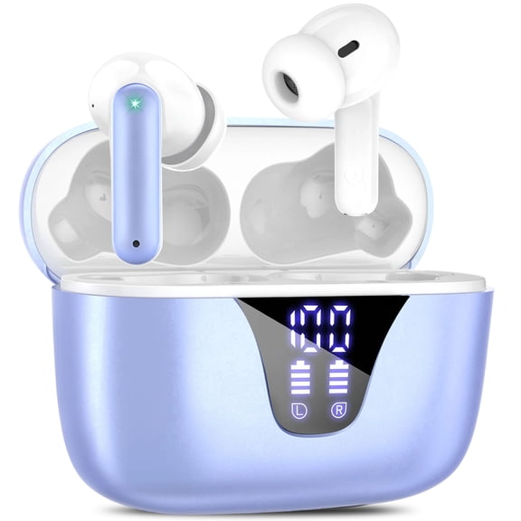 Breezio Wireless Earbuds, 65hrs Stereo Deep Bass Ear Buds, Bluetooth Headphones with Power Display Charging Case, buit in Mic, IPX7 Waterproof Headset for iPhone Andriod Phones