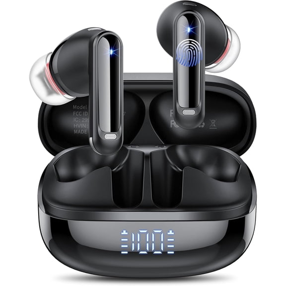 Wireless Earbuds, 2025 NEW Bluetooth 5.4 Headphones 48Hrs In Ear Buds Wireless Bluetooth Earbuds, Deep Bass Stereo with 4 ENC Mic Sport Headphones, IP7 Waterproof Earphones IOS Android Earbud, Black