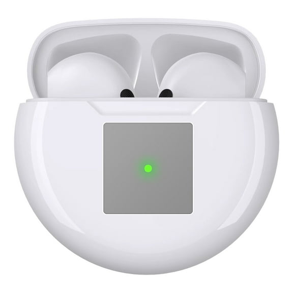 Wireless Earbuds, 5.2 Bluetooth Headphone, Sem in Ear with Dual Mic Noise Cancelling, 30Hrs Playtime, Stereo Sound, IP54 Waterproof, Lightweight, 300mAh Battery Wireless Charging Case White