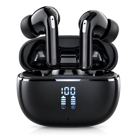 Wireless Earbuds, 6-Mic Hybrid ANC Bluetooth 5.4 Earbuds with 70H Playtime, LED Display Charging Case, IPX7 Waterproof Ear Buds, Bluetooth Headphones Work with iOS & Android