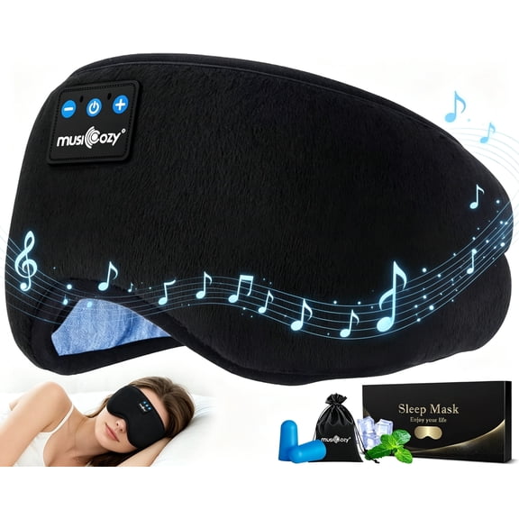 MUSICOZY Sleep Headphones Bluetooth 5.4 Headband Sleeping Eye Mask for Mom Women Men Wireless Music Earbuds Earphones for Side Sleepers Built-in HD Speakers Cool Gadgets Office Travel Meditation Gift