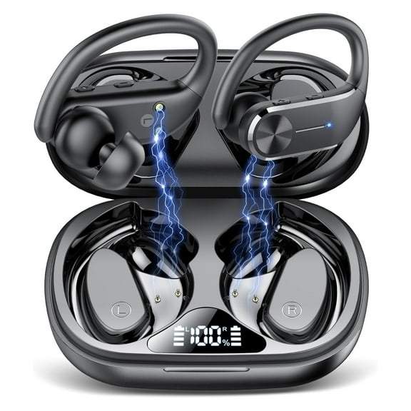 Wireless Earbuds -  68Hrs Bluetooth 5.3 Headphone Sport, 2025 Bluetooth Earbuds Stereo Deep Bass Over Ear Bud with Earhooks, ENC Noise Cancelling Mic, IP8 Waterproof Earphone