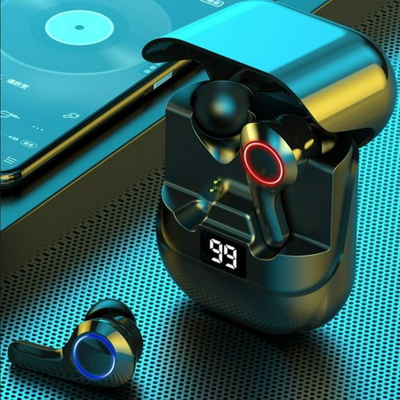 Wireless Earbuds 75hrs Bluetooth 5.3 Headphone Sport, 2024 Bluetooth Earbuds Stereo Deep Bass Over Ear Bud with Earhooks, ENC Noise Cancelling Mic, IPX7 Waterproof Earphone for Workout/Running(Black)