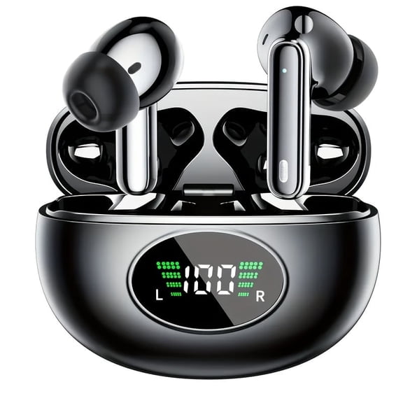 Wireless Earbuds ANC&ENC Bluetooth 5.4 Earphones in Ear Transparency Mode Ear buds with Dual Noise Cancelling Mic, Deep Bass Stereo Sound, 36H Playtime LED Display Wireless Headphones IP7 Waterproof