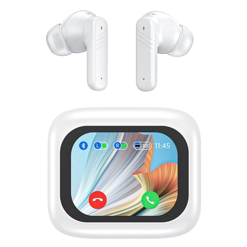 Cshidworld Smart Touch Screen Wireless Earbuds with ANC ENC, Bluetooth 5.3 Headphones with Charging Display Case, Deep Bass Stereo Sound, Clear Calls, Sports Earphones Compatible with iPhone Android