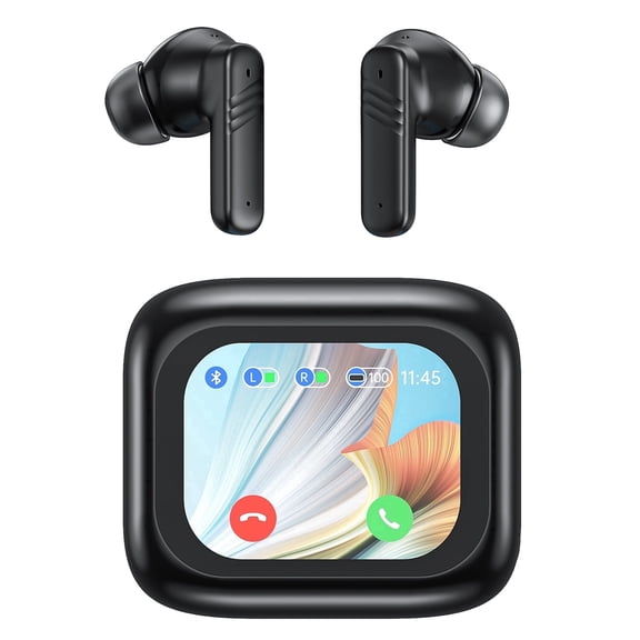 Cshidworld Smart Touch Screen Wireless Earbuds, Bluetooth 5.4 ANC ENC Noise Cancelling, 60H Playtime IPX7 Waterproof, Stereo Bass Boost, 7 EQ Modes Clear Calls for iOS Android
