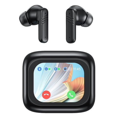 Cshidworld Wireless Earbuds with Touch Screen Charging Case, ANC and ENC Bluetooth Headphones 5.3, Secure Fit Stereo Earphones with Clear Calls for Workout Running iPhone Android,Black